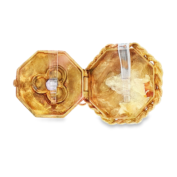 14K Yellow Gold Enamelled Amethyst Locket Image 5 Monarch Jewelry Winter Park, FL