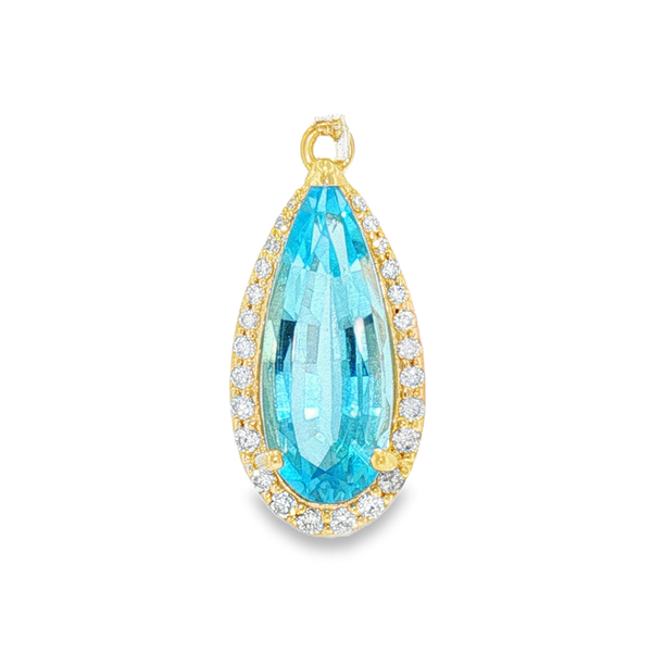 14K Yellow Gold Topaz Drop Pendant with Diamonds Monarch Jewelry Winter Park, FL