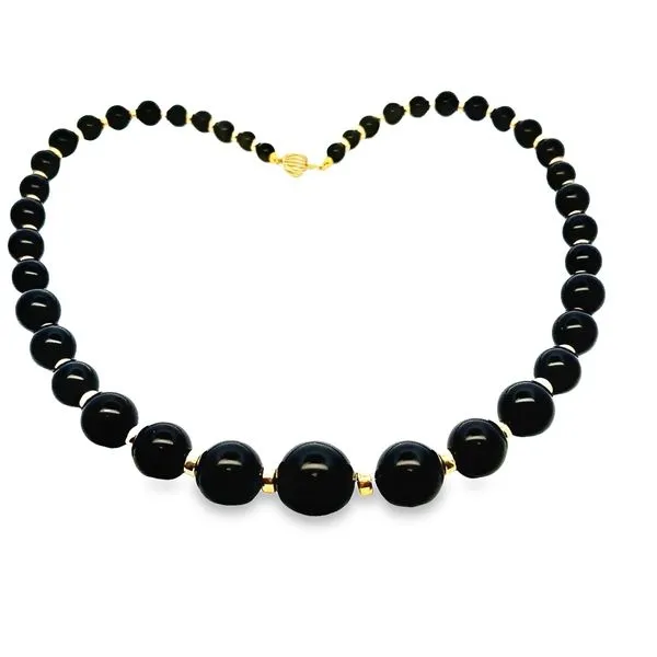 14KY and Black Onyx Bead Necklace 235-00369 Image 2 Monarch Jewelry Winter Park, FL