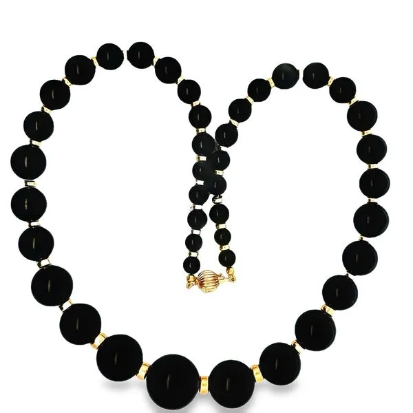 14KY and Black Onyx Bead Necklace 235-00369 Image 3 Monarch Jewelry Winter Park, FL
