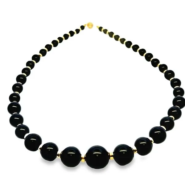 14KY and Black Onyx Bead Necklace 235-00369 Monarch Jewelry Winter Park, FL