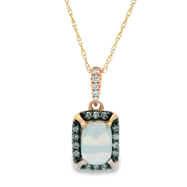 14K Rose Gold Opal and Diamond Necklace Image 2 Monarch Jewelry Winter Park, FL