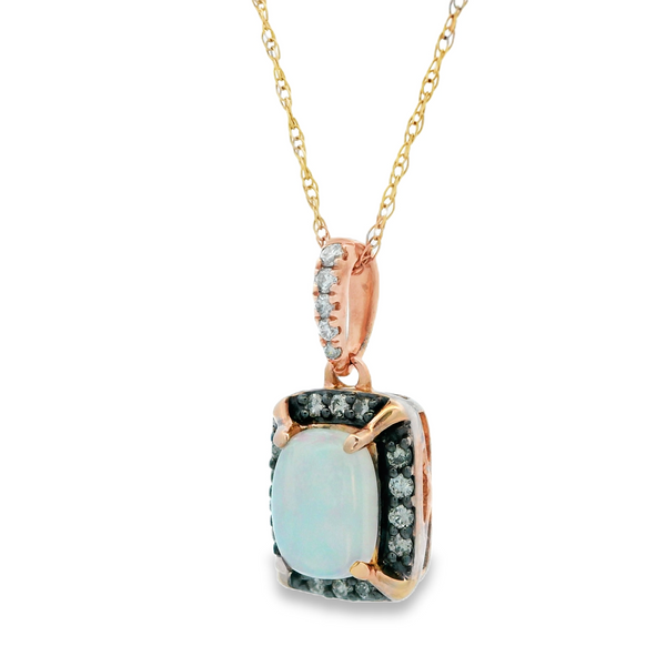 14K Rose Gold Opal and Diamond Necklace Image 3 Monarch Jewelry Winter Park, FL