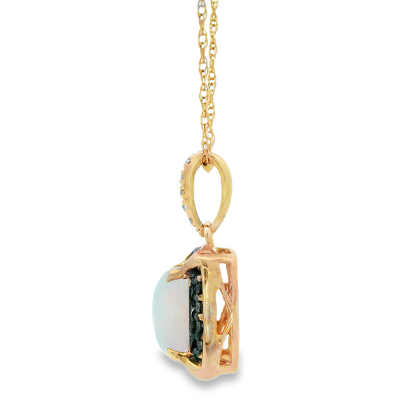 14K Rose Gold Opal and Diamond Necklace Image 4 Monarch Jewelry Winter Park, FL