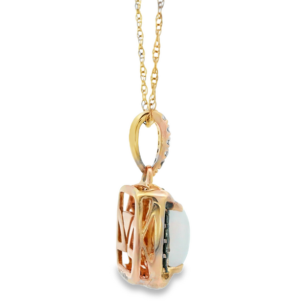 14K Rose Gold Opal and Diamond Necklace Image 5 Monarch Jewelry Winter Park, FL