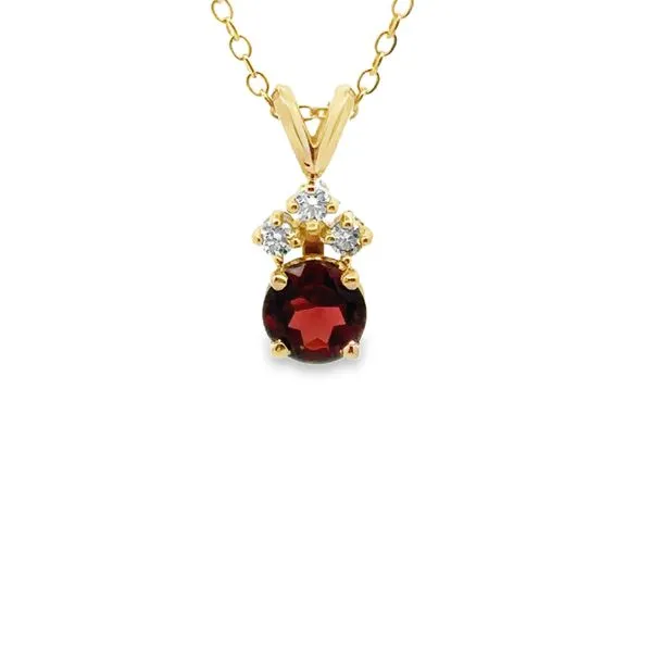14K Yellow Gold Garnet Pendant with Diamonds Monarch Jewelry Winter Park, FL