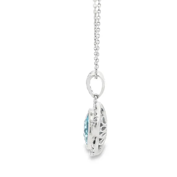 14K White Gold Blue Topaz and Diamond Pendant Necklace Image 3 Monarch Jewelry Winter Park, FL