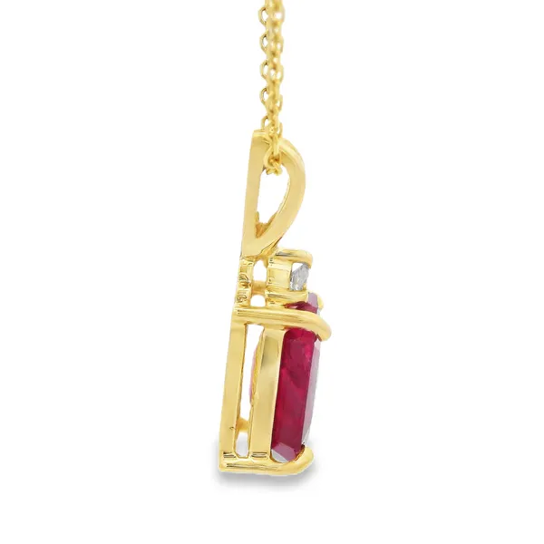 14K Yellow Gold Ruby and Diamond Basket Necklace Image 3 Monarch Jewelry Winter Park, FL