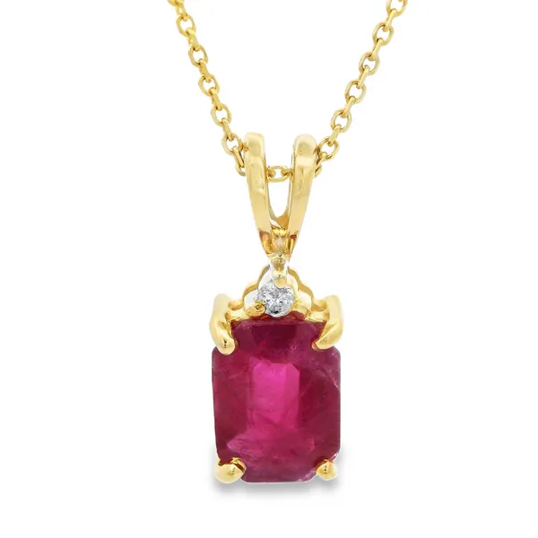 14K Yellow Gold Ruby and Diamond Basket Necklace Monarch Jewelry Winter Park, FL