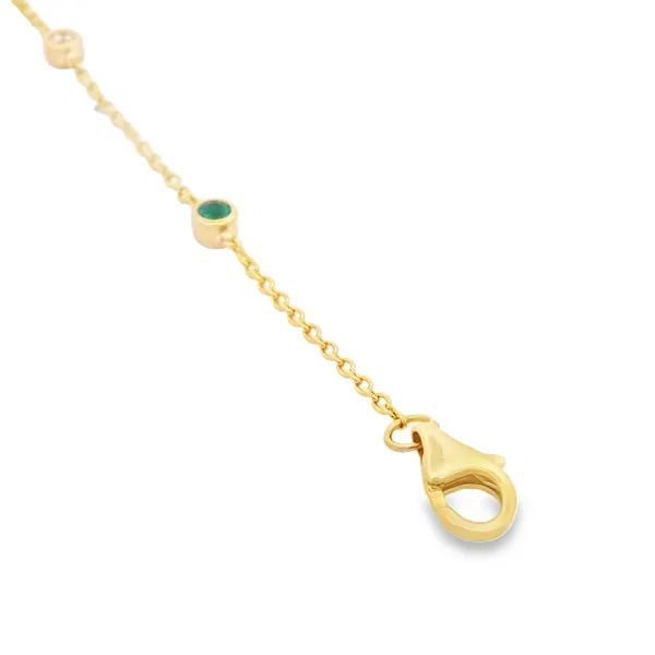 14K Yellow Gold Emerald and Diamond Station Necklace Image 2 Monarch Jewelry Winter Park, FL