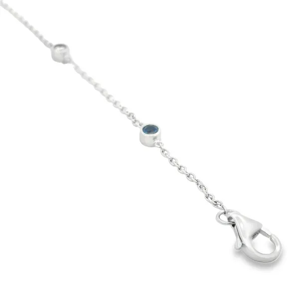 14K White Gold Sapphire and Diamond Station Necklace Image 2 Monarch Jewelry Winter Park, FL
