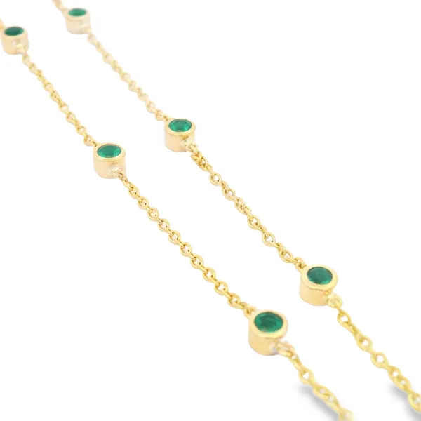 14K Yellow Gold Emerald Station Necklace Image 3 Monarch Jewelry Winter Park, FL