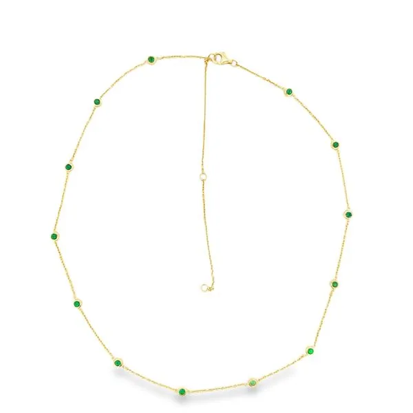 14K Yellow Gold Emerald Station Necklace Image 4 Monarch Jewelry Winter Park, FL