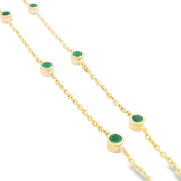 14K Yellow Gold Emerald Station Necklace Image 4 Monarch Jewelry Winter Park, FL
