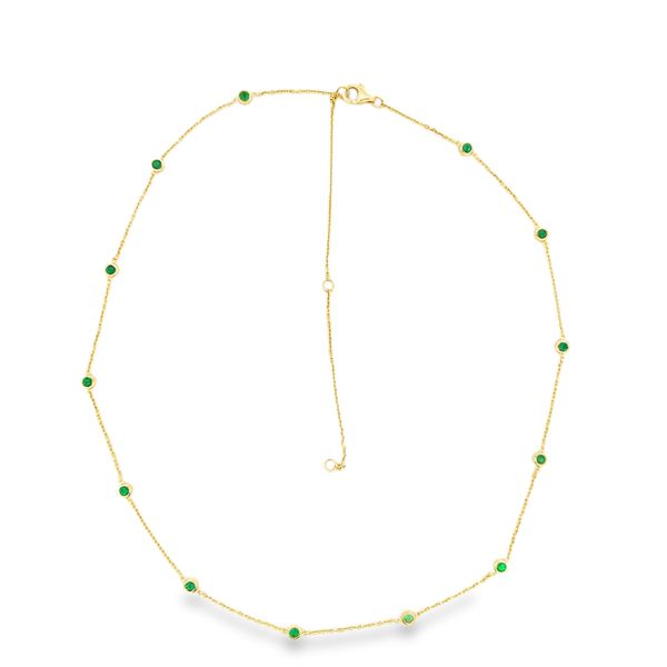 14K Yellow Gold Emerald Station Necklace Image 5 Monarch Jewelry Winter Park, FL