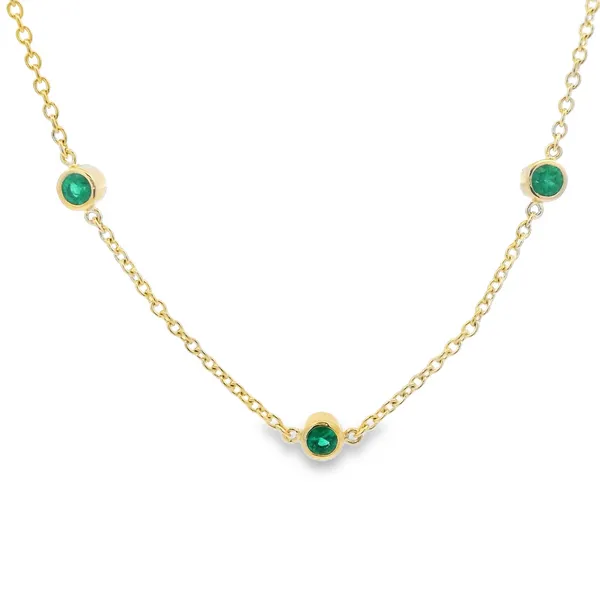 14K Yellow Gold Emerald Station Necklace Monarch Jewelry Winter Park, FL