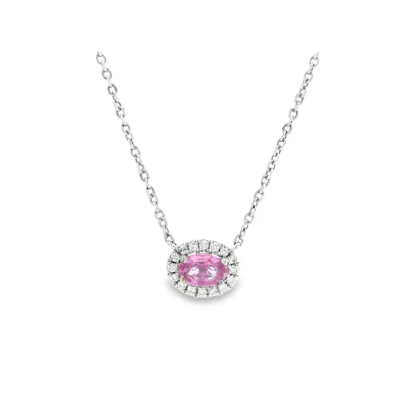 Pink Sapphire and Diamond Station Necklace Image 2 Monarch Jewelry Winter Park, FL