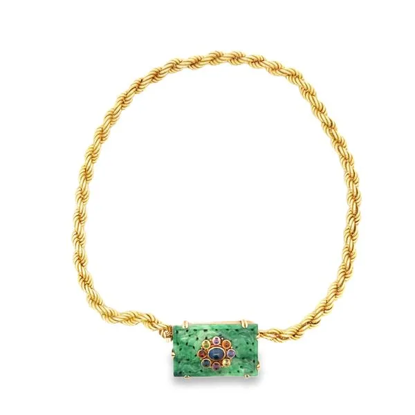 Jade and Gemstone Flower Pendant Necklace Image 2 Monarch Jewelry Winter Park, FL