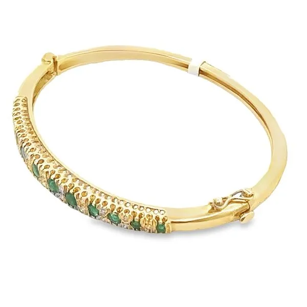 14k Emerald and Diamond Bangle Bracelet 210-00130 Monarch Jewelry Winter Park, FL