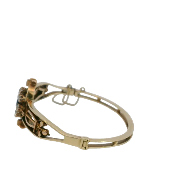 Yellow Gold Diamond & Sapphire Victorian Bangle Image 2 Monarch Jewelry Winter Park, FL