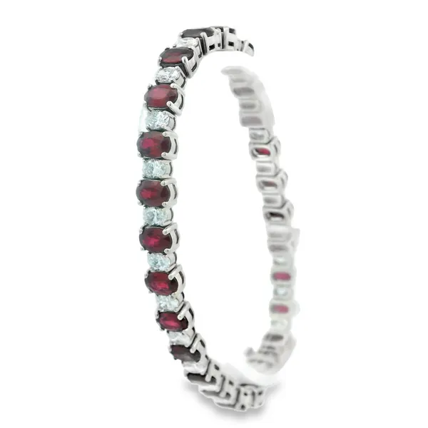 18K White Gold Ruby and Diamond Tennis Bracelet Image 3 Monarch Jewelry Winter Park, FL