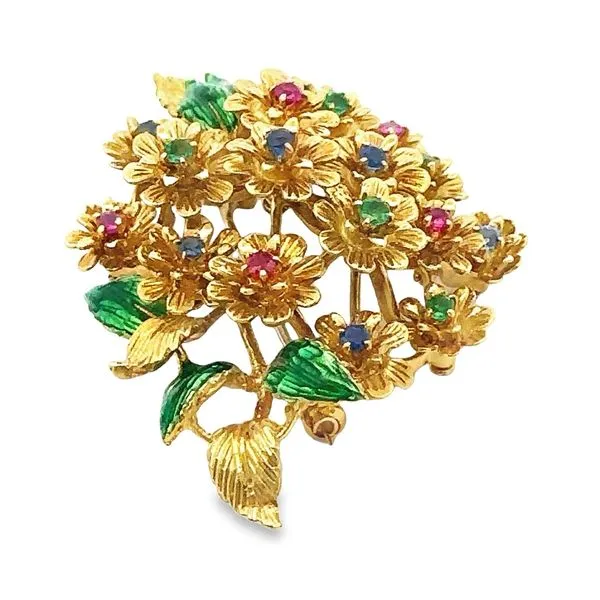 18KY 1960's Flower Brooch 250-00066 Image 4 Monarch Jewelry Winter Park, FL