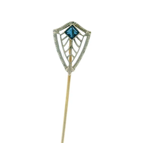 18K White Gold and 10K Yellow Gold Victorian Sapphire Hat Pin Image 2 Monarch Jewelry Winter Park, FL