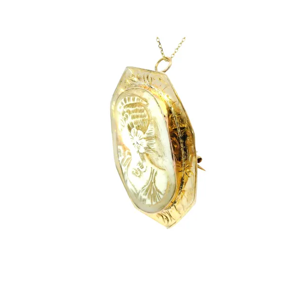 14Karat Yellow Gold Victorian Carved Brooch Pendant Image 2 Monarch Jewelry Winter Park, FL