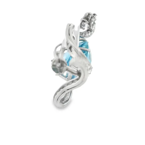 Platinum Contemporary Aquamarine and Diamond Pin/Brooch Image 2 Monarch Jewelry Winter Park, FL