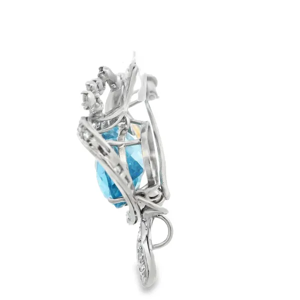 Platinum Contemporary Aquamarine and Diamond Pin/Brooch Image 3 Monarch Jewelry Winter Park, FL
