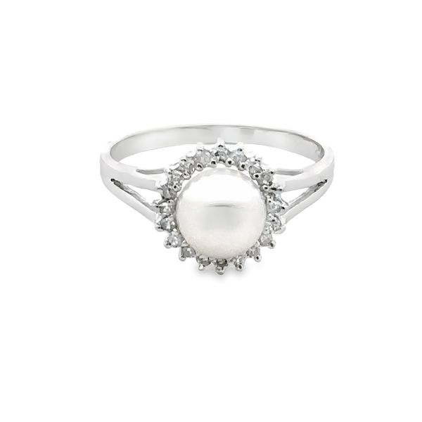 14KW Pearl Ring with Diamond Halo 300-00036 Monarch Jewelry Winter Park, FL