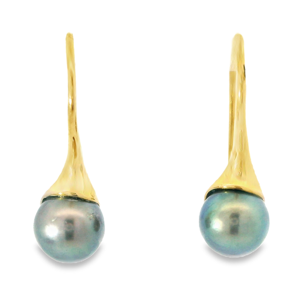 Black Tahitian South Sea Pearl Gold Earrings Monarch Jewelry Winter Park, FL