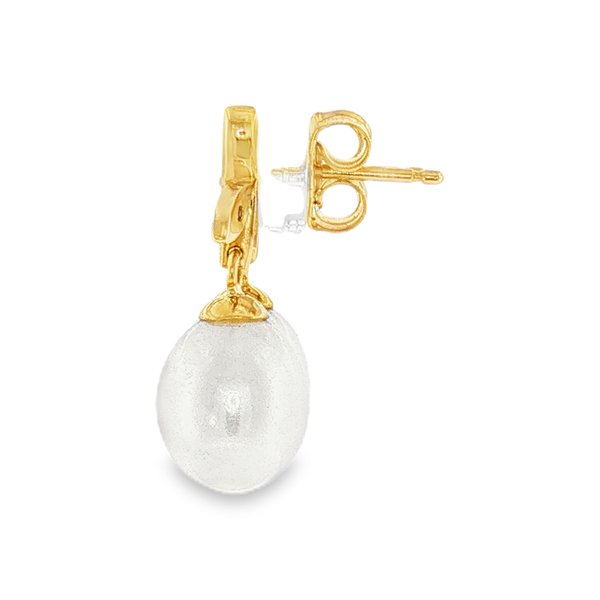 18K Yellow Gold Pearl Dangle Earrings Image 2 Monarch Jewelry Winter Park, FL