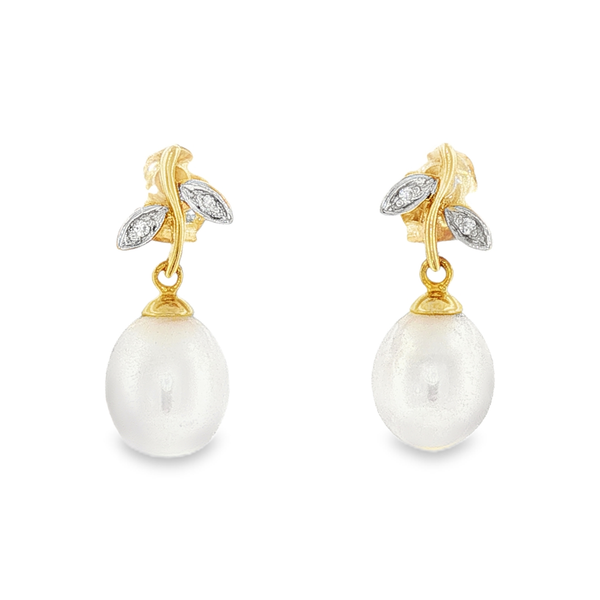 18K Yellow Gold Pearl Dangle Earrings Monarch Jewelry Winter Park, FL