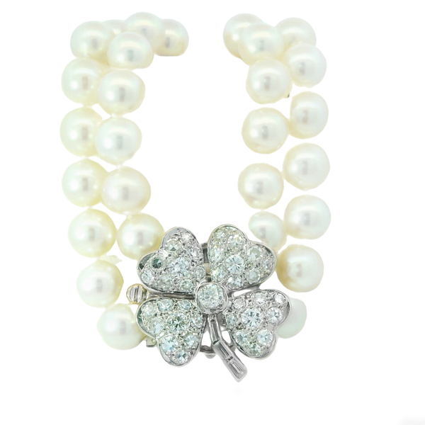 White 14K Retro Diamond and Pearl Graduated Strand Necklace Image 3 Monarch Jewelry Winter Park, FL