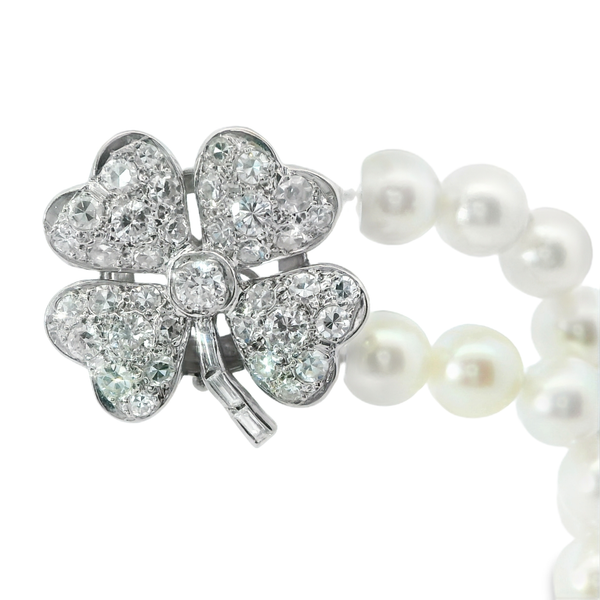 White 14K Retro Diamond and Pearl Graduated Strand Necklace Image 4 Monarch Jewelry Winter Park, FL