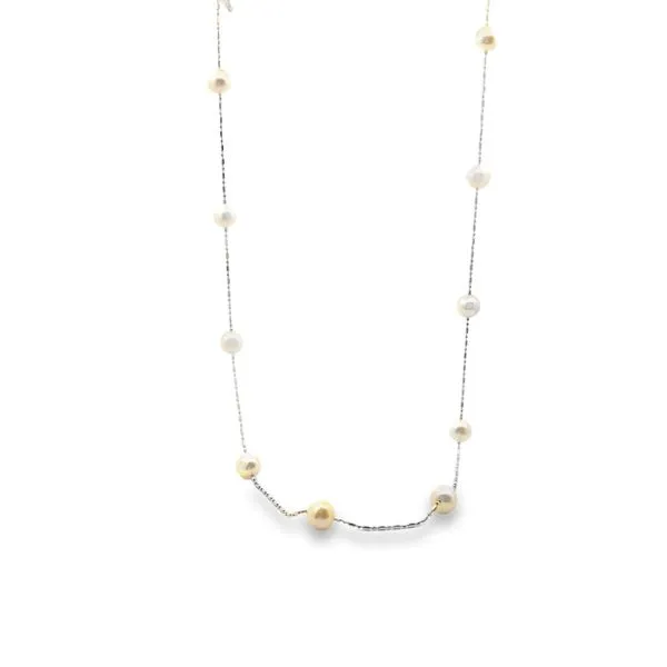 White Gold Freshwater Pearl Station Necklace Monarch Jewelry Winter Park, FL