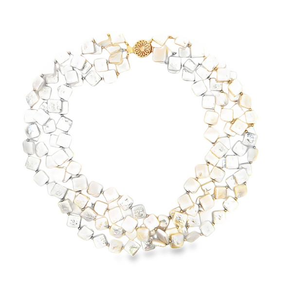 14K Yellow Gold Multi Strand Pearl Necklace Image 2 Monarch Jewelry Winter Park, FL