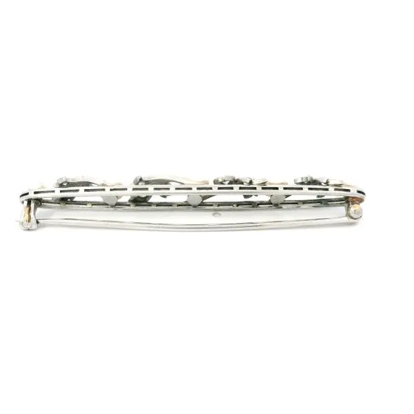 18Karat White Gold Art Deco Pearl Pin with Diamonds Image 4 Monarch Jewelry Winter Park, FL