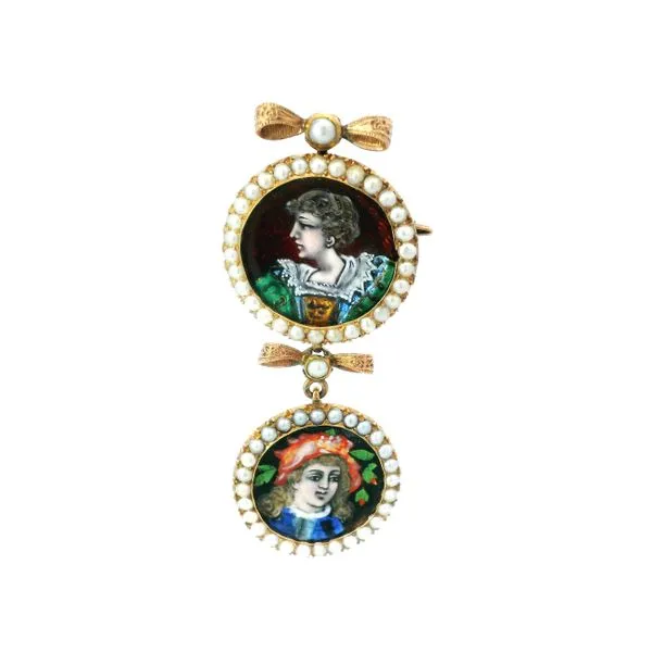 14Karat Ros© Gold Victorian Enamel Pearl Pin Monarch Jewelry Winter Park, FL