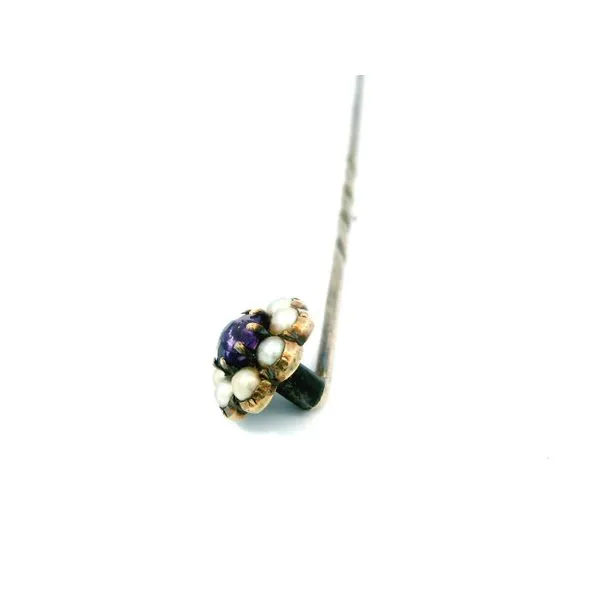 Antique Amethyst Floral Pearl Pin in 14K Yellow Gold Image 3 Monarch Jewelry Winter Park, FL