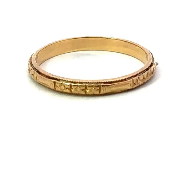14 Karat Yellow Gold Estate Retro 2mm Hand Engraved Wedding Band Image 2 Monarch Jewelry Winter Park, FL