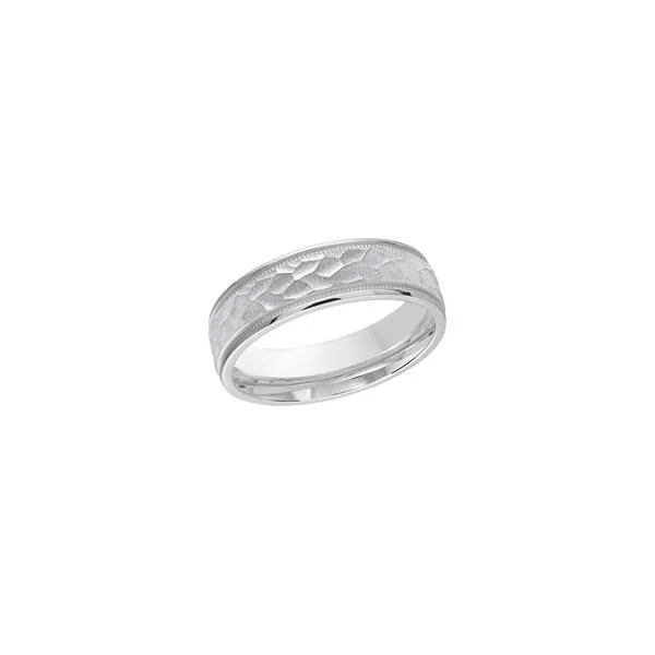 Men's White Gold Hammered Finish Wedding Band Monarch Jewelry Winter Park, FL