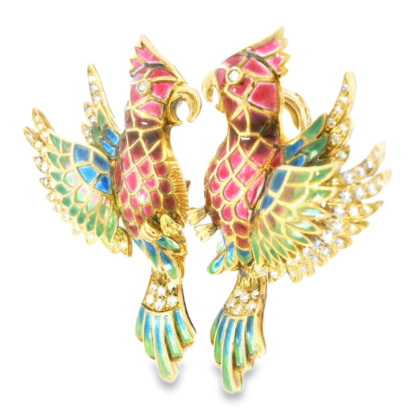 18K Yellow Gold Enameled Estate - Contemporary Earrings Image 2 Monarch Jewelry Winter Park, FL
