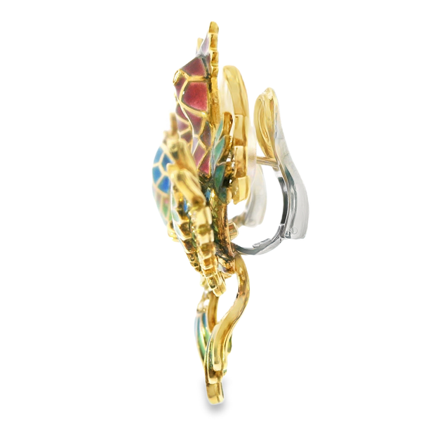 18K Yellow Gold Enameled Estate - Contemporary Earrings Image 3 Monarch Jewelry Winter Park, FL