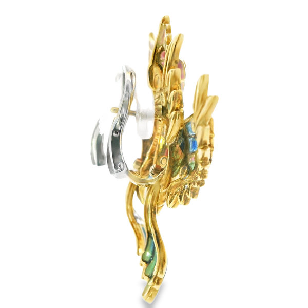 18K Yellow Gold Enameled Estate - Contemporary Earrings Image 4 Monarch Jewelry Winter Park, FL