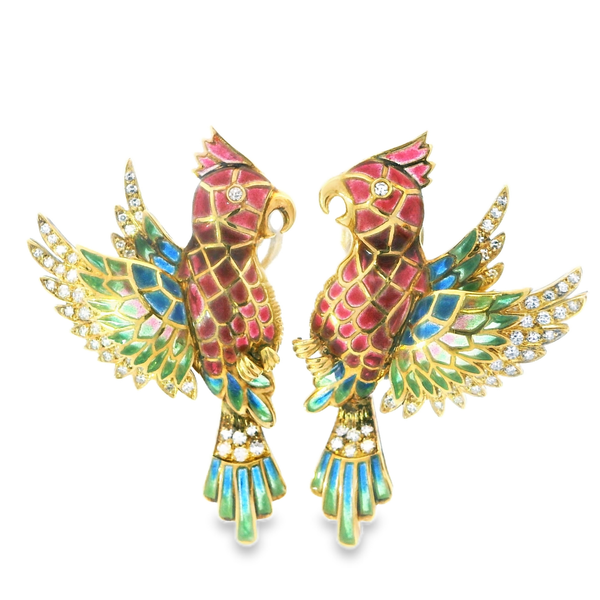 18K Yellow Gold Enameled Estate - Contemporary Earrings Monarch Jewelry Winter Park, FL