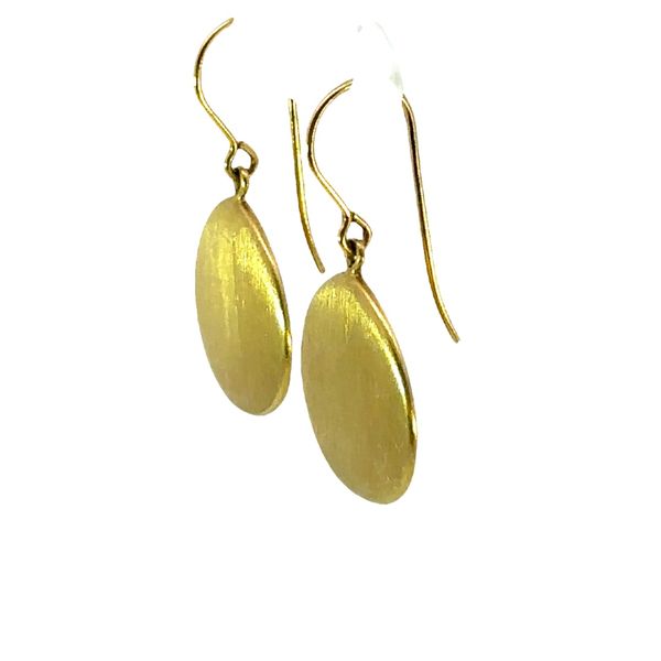 14K Yellow Gold Satin Finished Drop Earrings Image 2 Monarch Jewelry Winter Park, FL