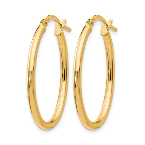14K Yellow Gold Oval Hinged Hoop Earrings Image 2 Monarch Jewelry Winter Park, FL