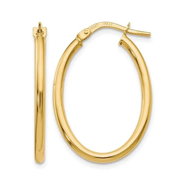 14K Yellow Gold Oval Hinged Hoop Earrings Monarch Jewelry Winter Park, FL